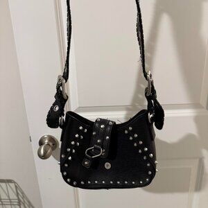 Studded black leather crossbody bag Urban Outfitters